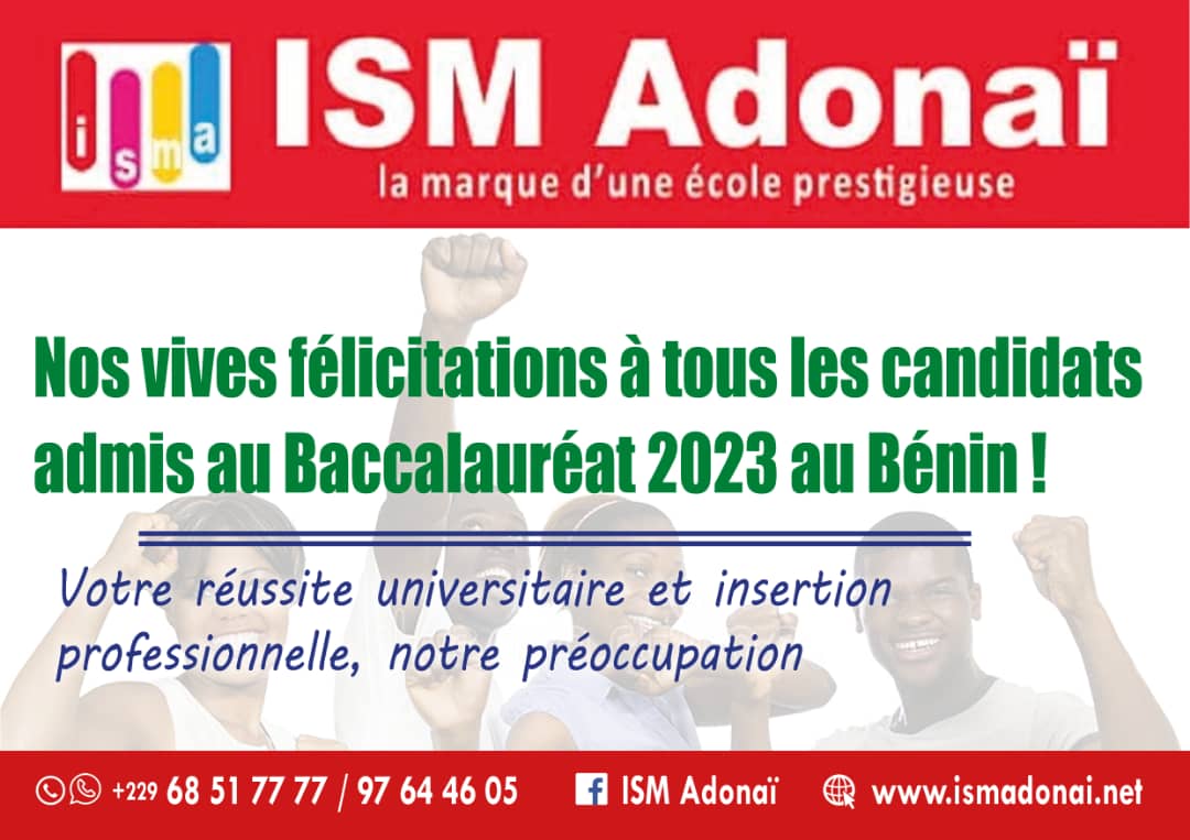 Bénin : ISM Adonaï adresse ses vives félicitations aux nouveaux bacheliers