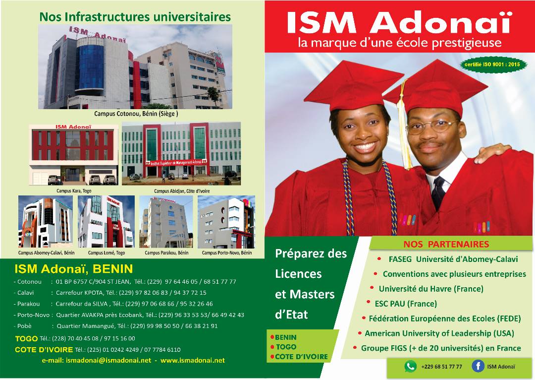 Préparatifs de la rentrée universitaire 2023-2024 dans un Epes au Bénin : Journées portes ouvertes sur tous les sites de ISM Adonaï du 14 au 15 septembre prochain